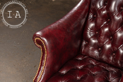Vintage Burgundy Tufted Leather Chesterfield Club Chair