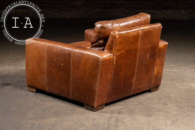 Full Grain Leather Leather Club Chair and Ottoman in Brown by RH