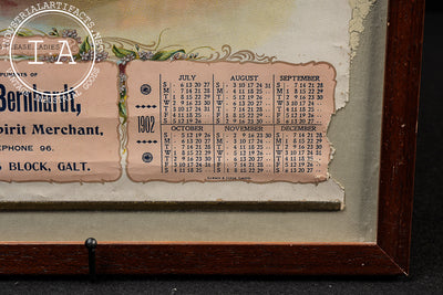Framed Early 20th C. Geo. Bernhardt Wine & Spirit Merchant Advertising Calendar
