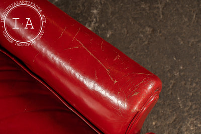 Vintage Tufted Leather Lounge Chair in Candy Apple Red