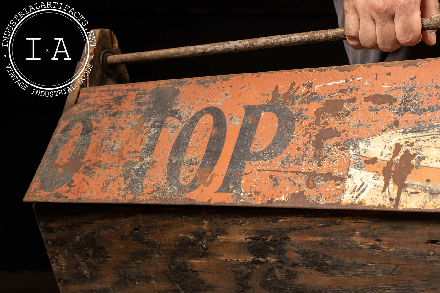 Vintage Folk Art Tin Sign Toolbox