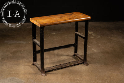 Vintage Industrial Butcher Block Table with Cast Iron Legs