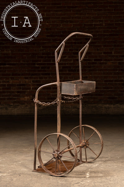 Antique Industrial Cylinder Cart with Chain Retainer