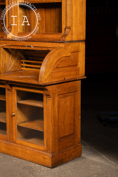 Antique Oak Jewelry Store Display Cabinet