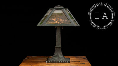 Art Deco Cast Bronze Lamp with Photographic Shades