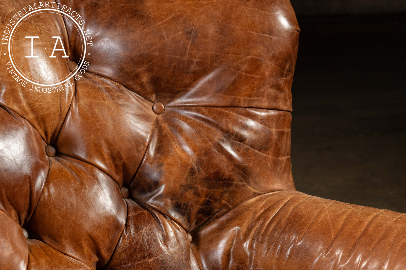 Full Grain Leather Churchill Chair with Ottoman by King Hickory in Brown