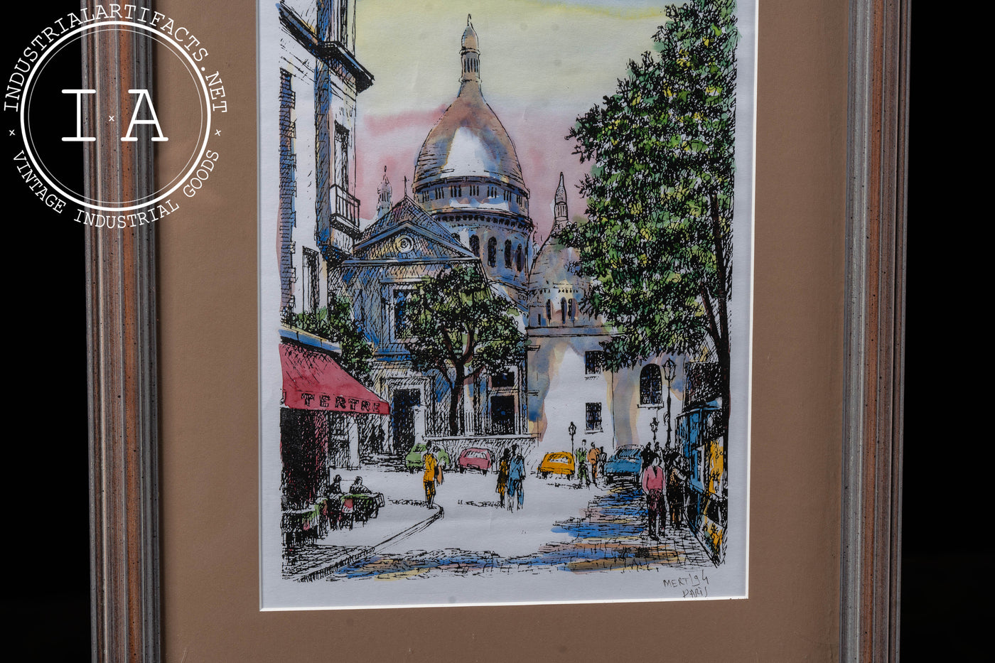 Framed Watercolor Illustration Of Paris, Signed