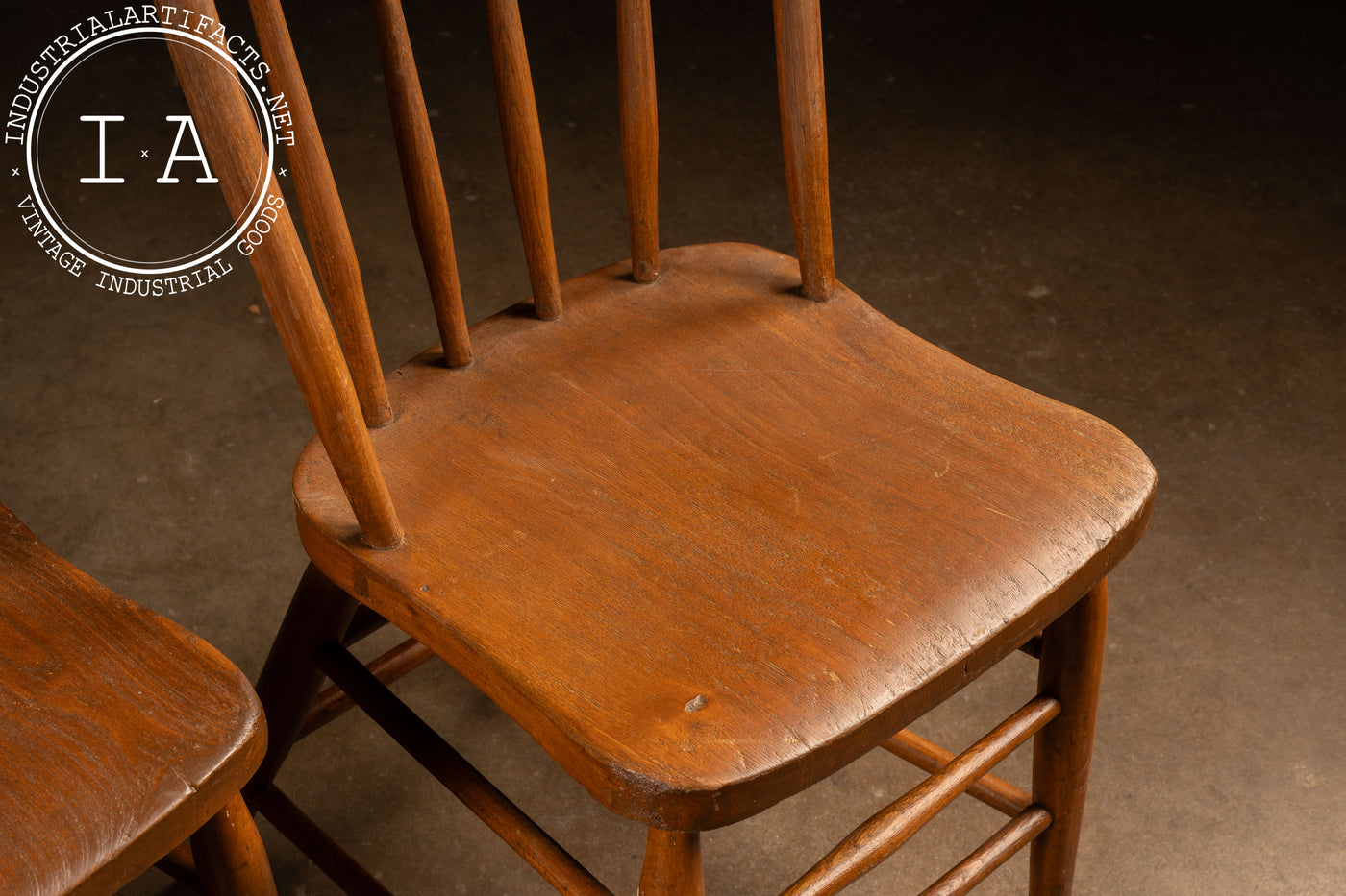 Set Of Three Antique Oak Farmhouse Windsor Chairs