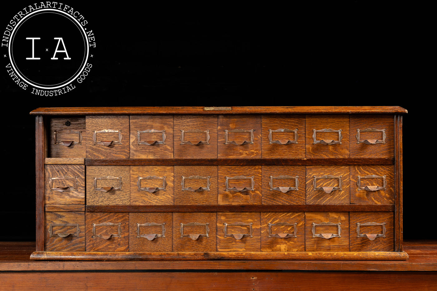 Early 20th Century Tiger Oak Puzzle Box Card Catalog