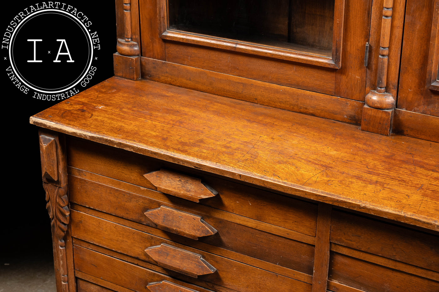 Early Walnut Stepback Apothecary Cabinet