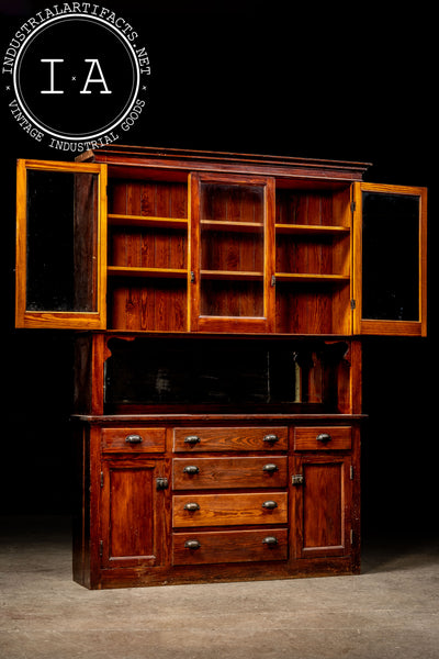Antique Oak Farmhouse Hutch