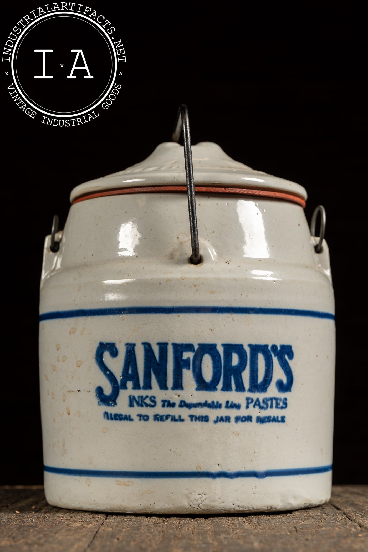 Early 20th Century Sanford's Ink and Pastes Crock