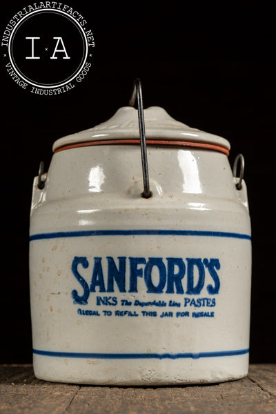 Early 20th Century Sanford's Ink and Pastes Crock