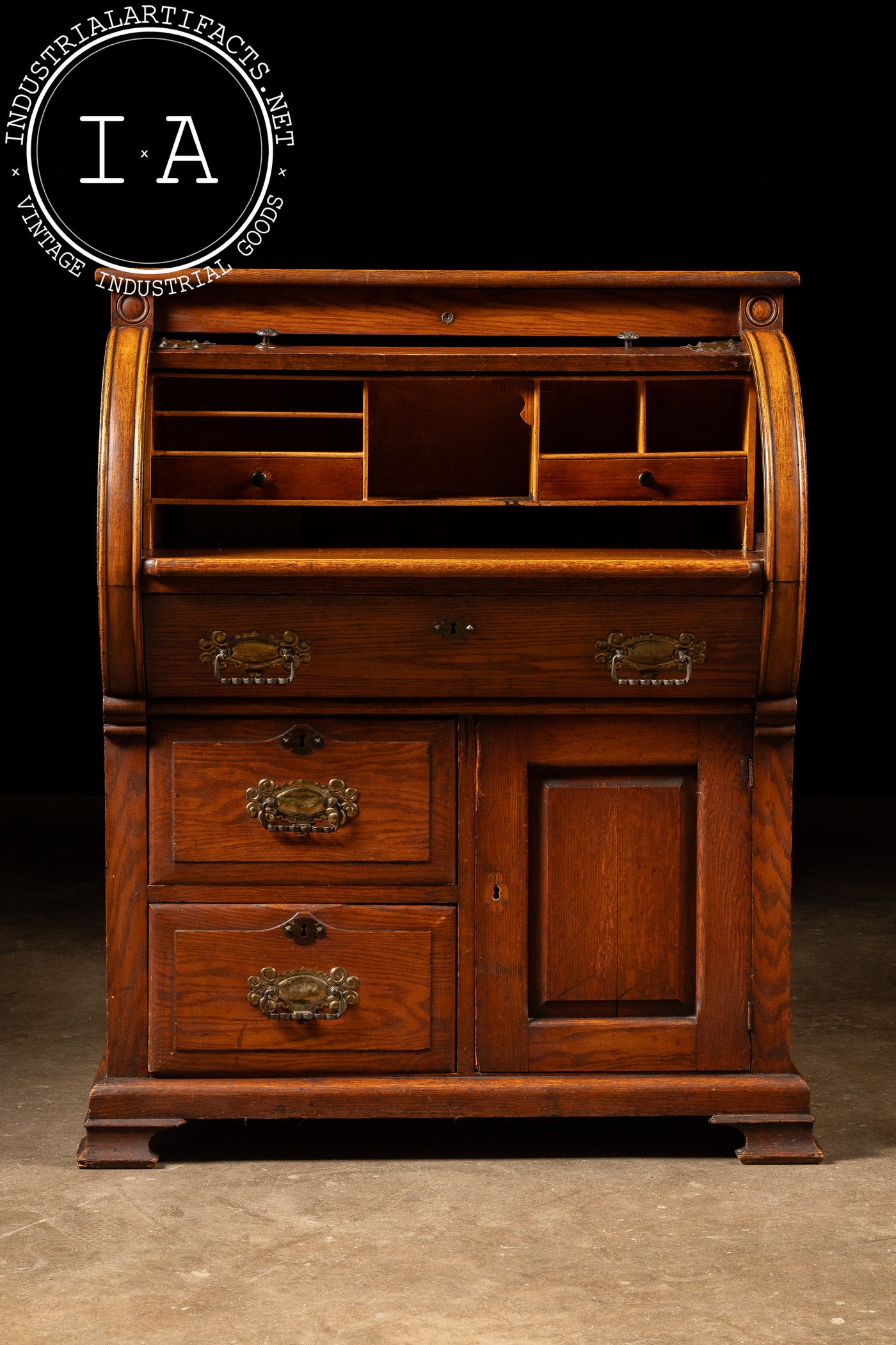 Early 20th Century Oak Roll-Top Secretary Desk