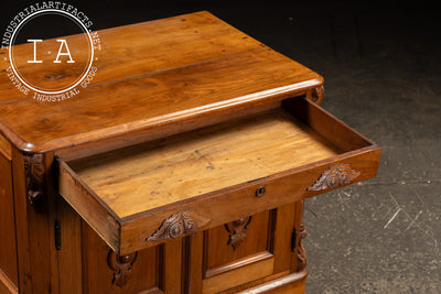 Antique Carved Wooden Lowboy Storage Cabinet