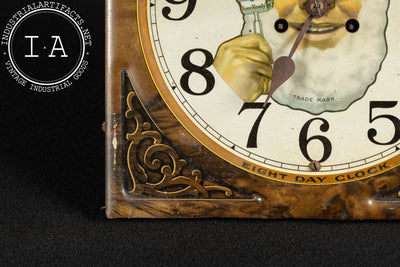 Antique Ever-Ready Tin Litho Eight-Day Advertising Clock