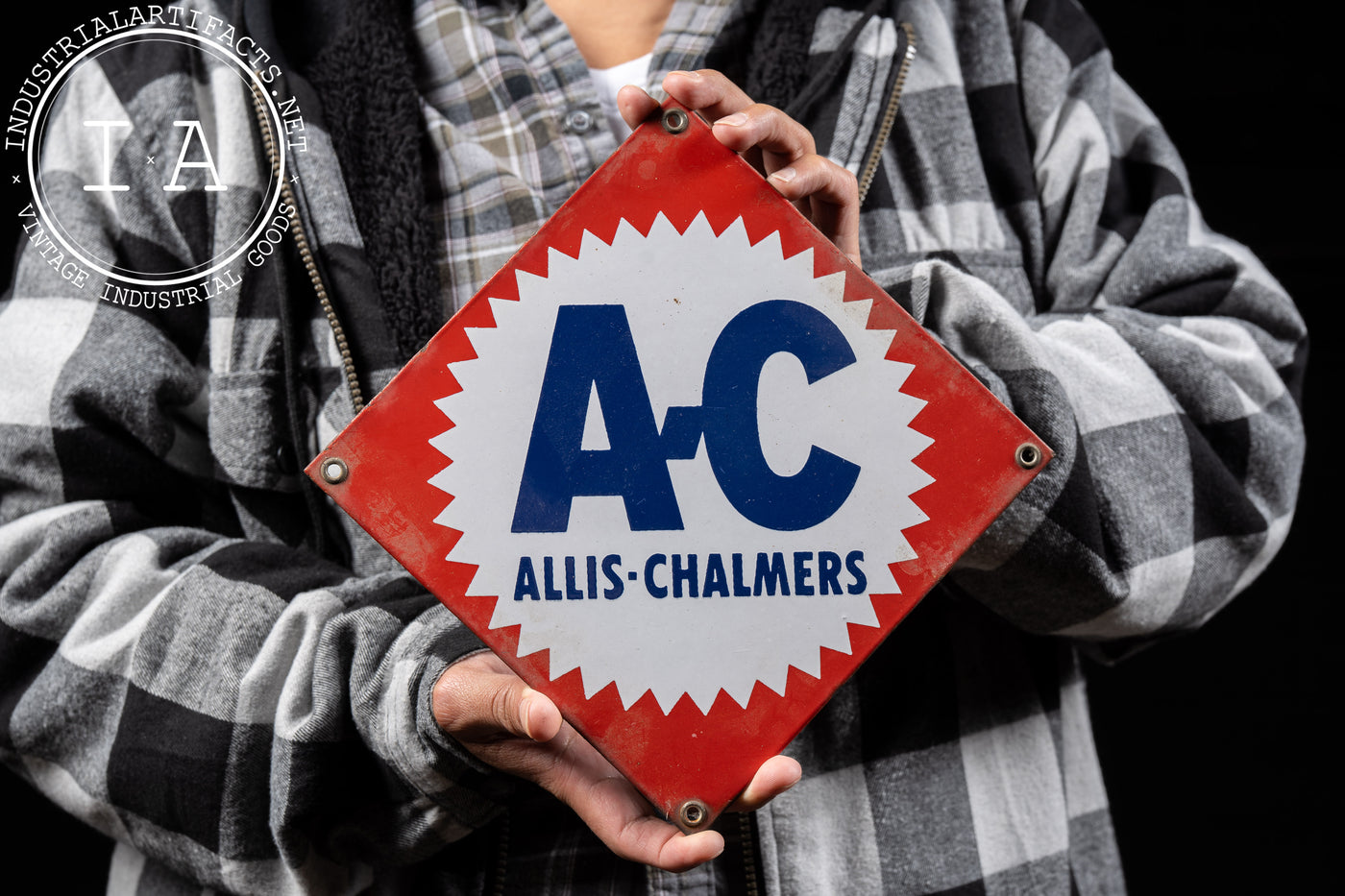 A-C Allis Chalmers Red Single-Sided Porcelain Sign