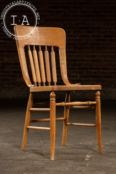 Antique Quarter-Sawn Oak Dining Chair with Cast Iron Bracings