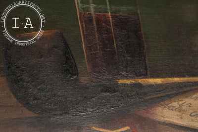 Pipe with Merlot | Framed Oil On Canvas, Signed and Dated
