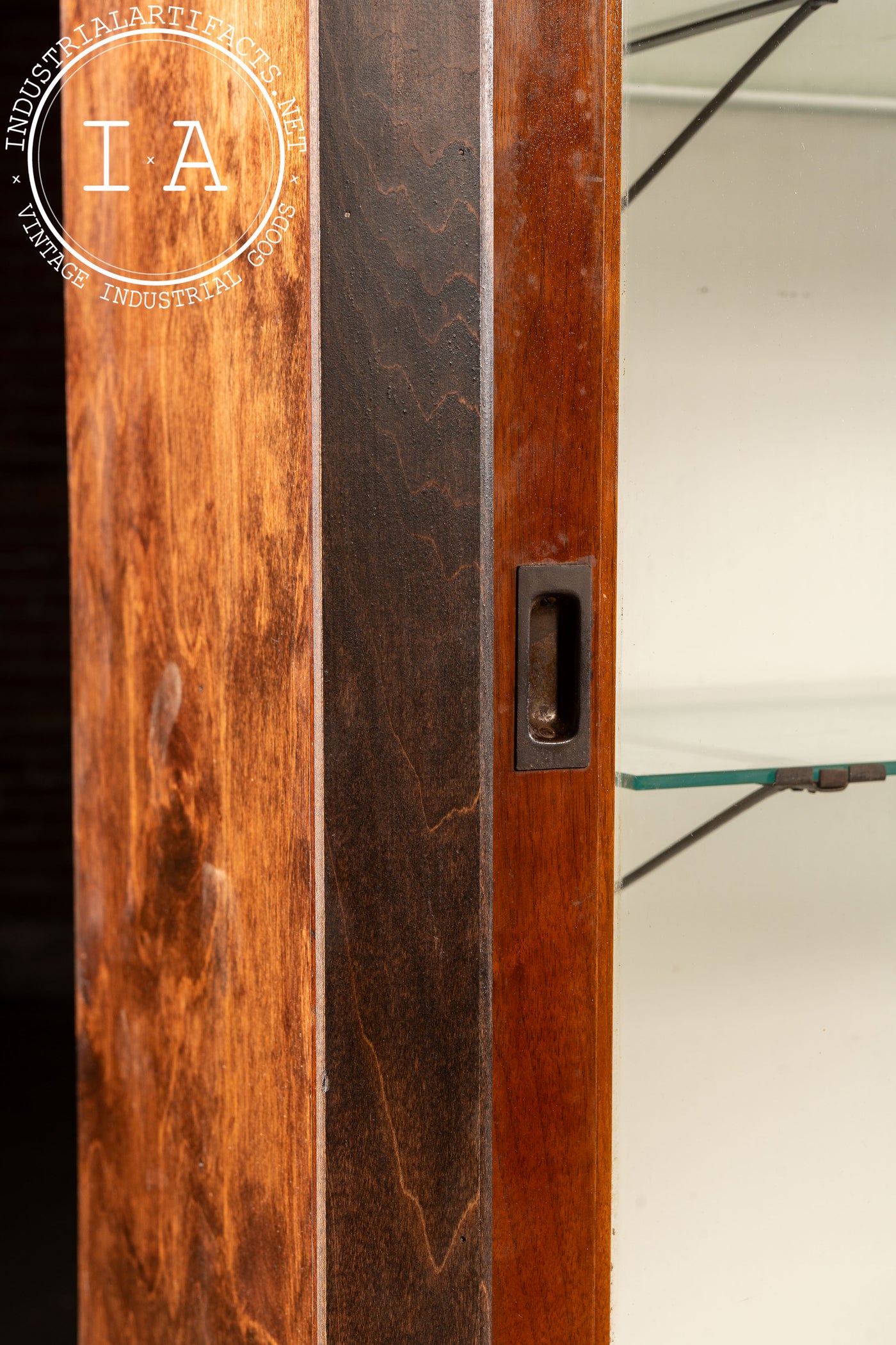 Early 20th Century Oak Display Cabinet with White Interior