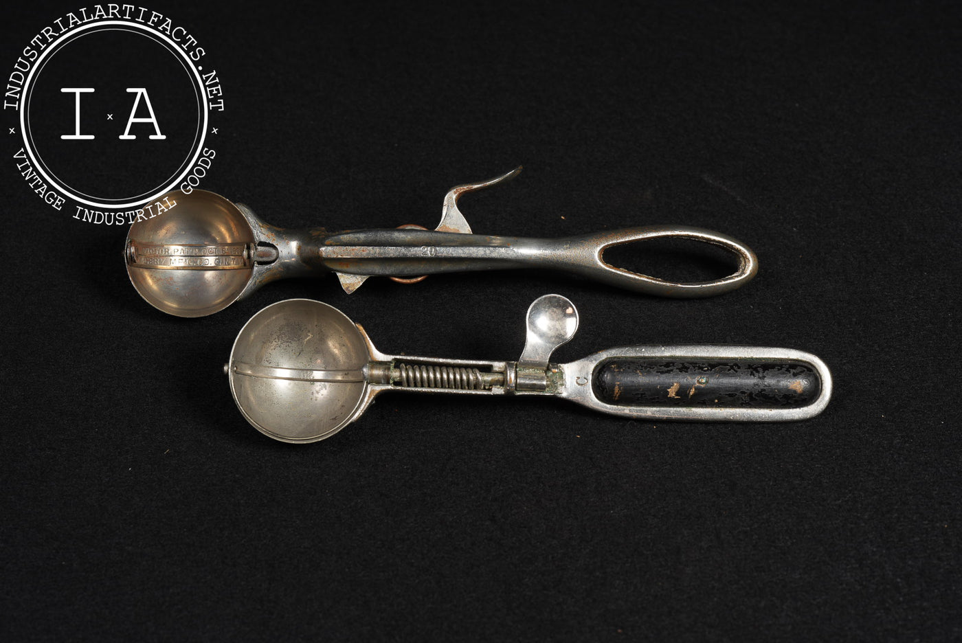 Pair of Antique Mechanical Ice Cream Scoops - Kingery & Clipper