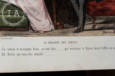 Two 1800s Lithos - L'Amour A Paris, London Party at Pope Joan