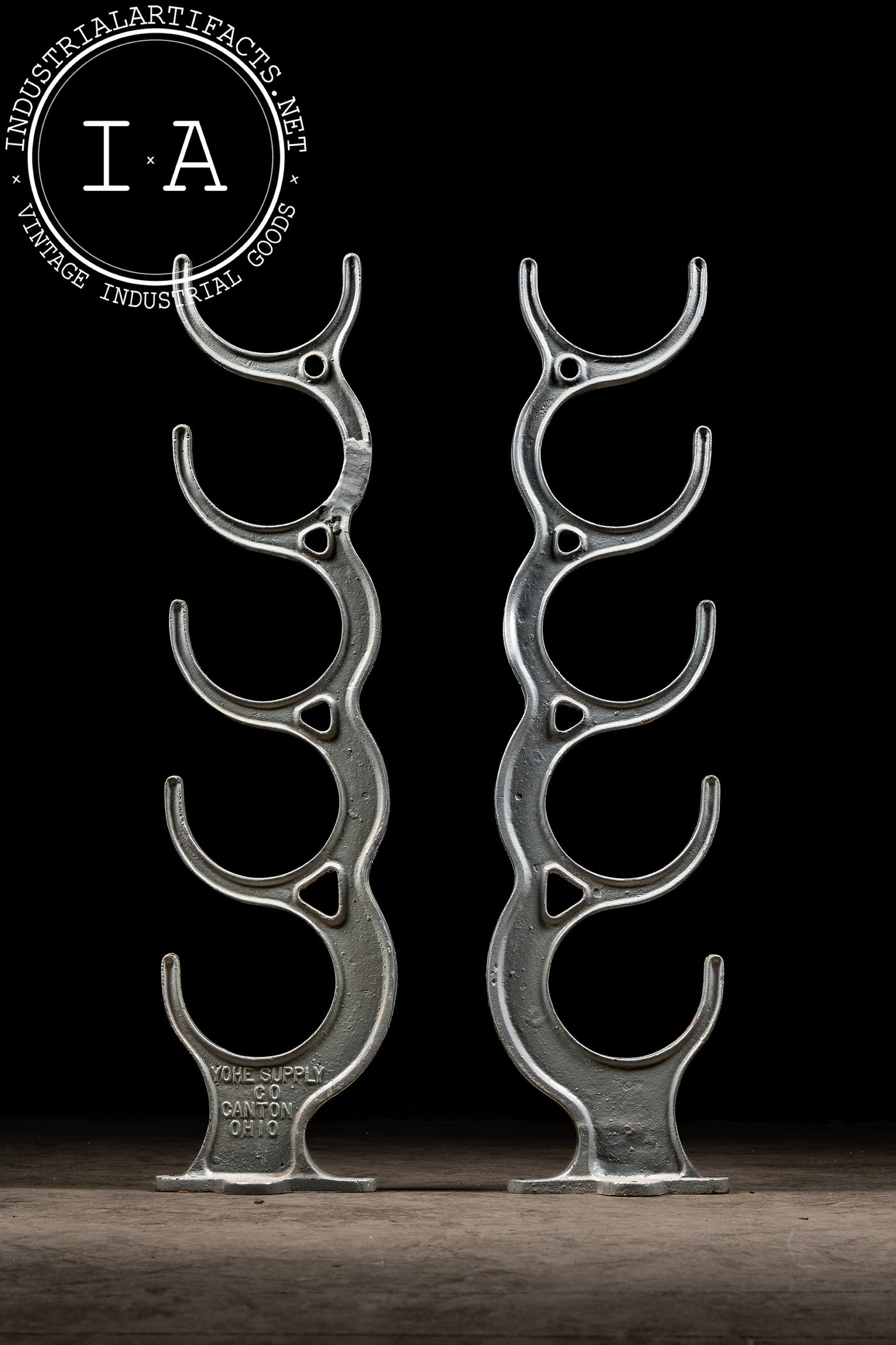 Antique Industrial Cast Iron Pipe Rack Set by Yohe Supply Co.