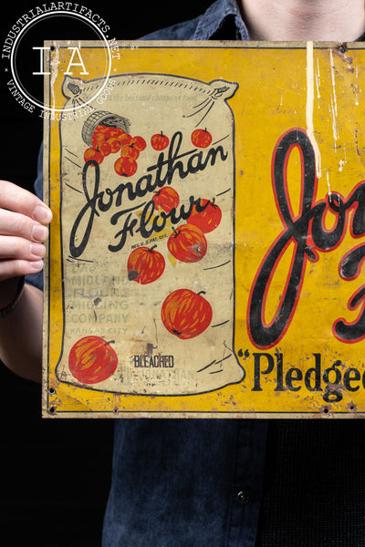 Antique 1920s Jonathan Flour Tin Litho Sign