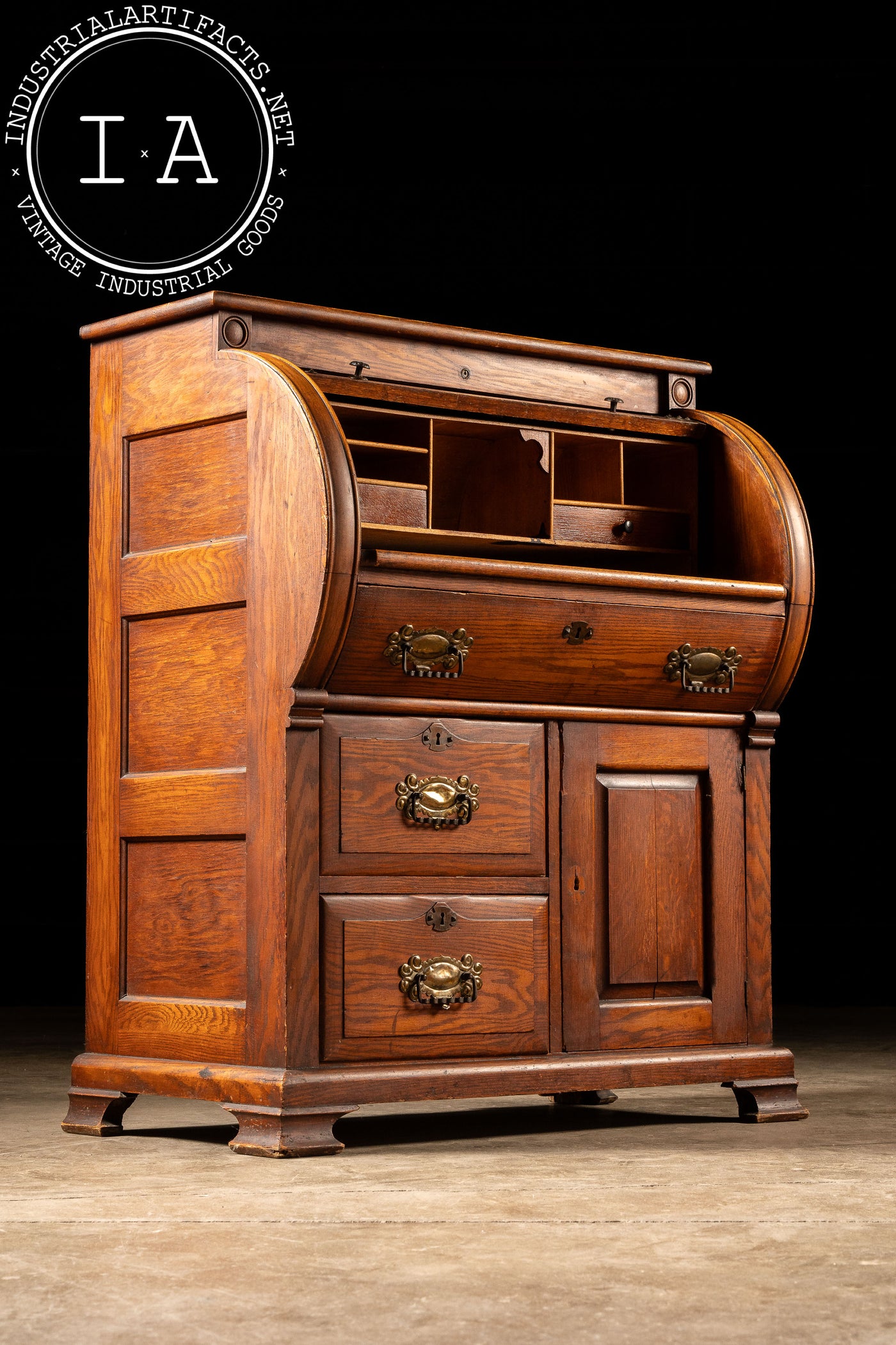 Early 20th Century Oak Roll-Top Secretary Desk