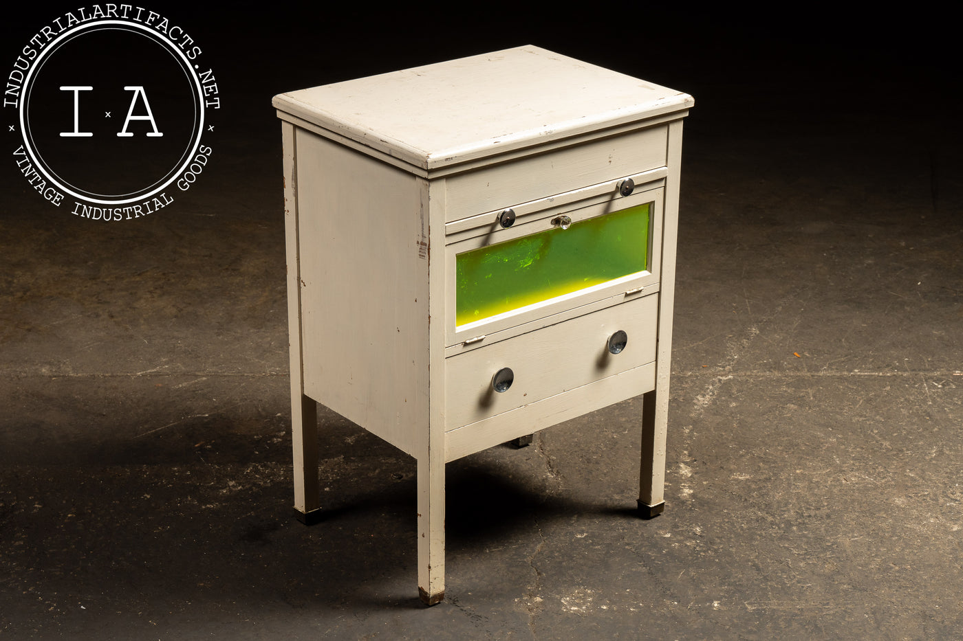 Antique Printer's Cabinet with Light-Safe Viewing Window by Hamilton
