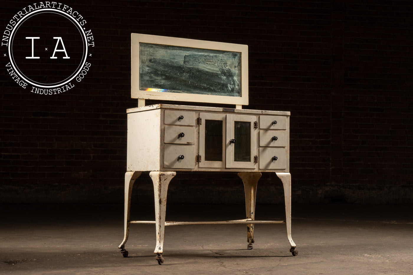 Early 20th Century Medical Sideboard Cabinet With Mirror