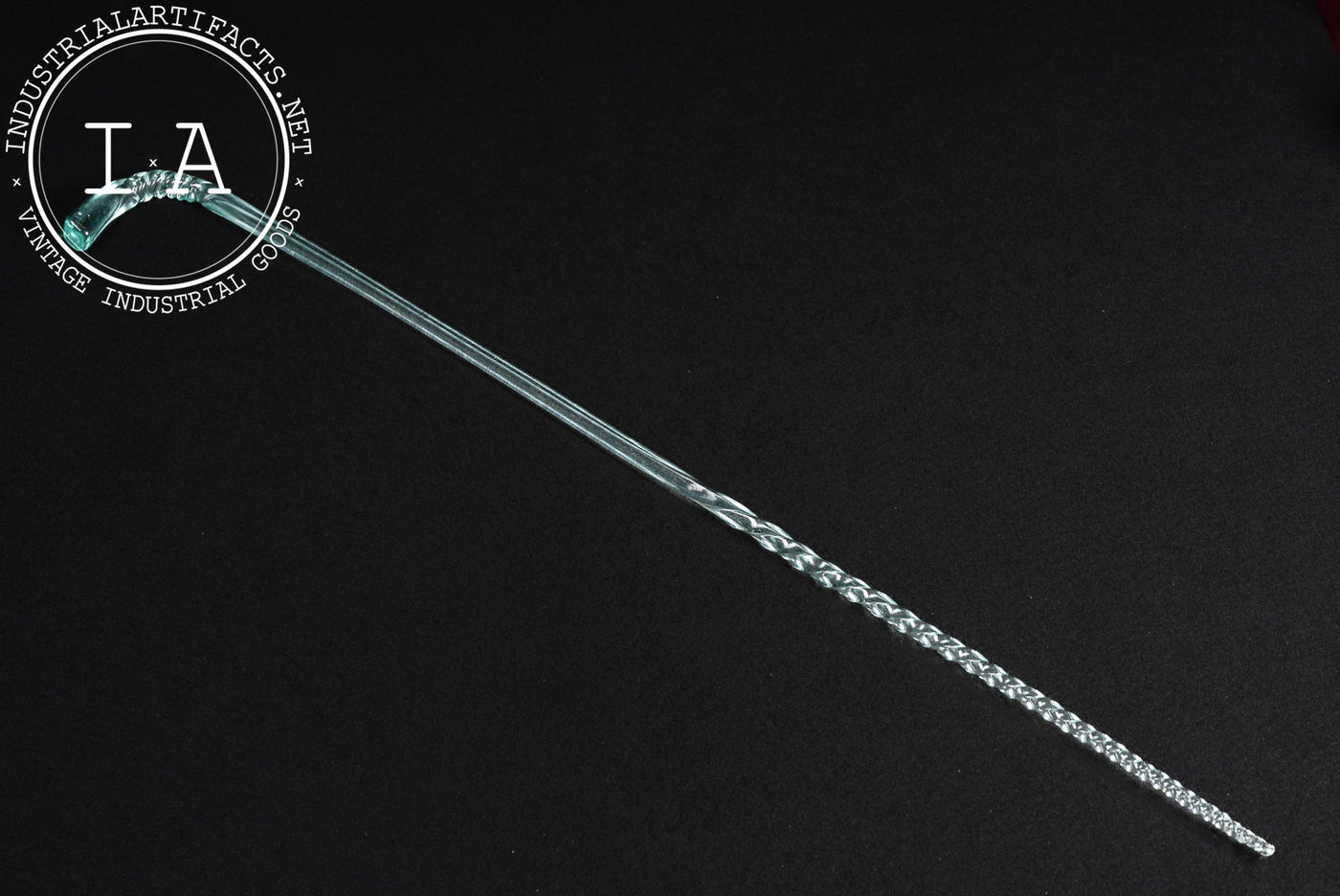 Late 19th Century Victorian Whimsy Art Glass Twisted Shepherd's Crook Cane