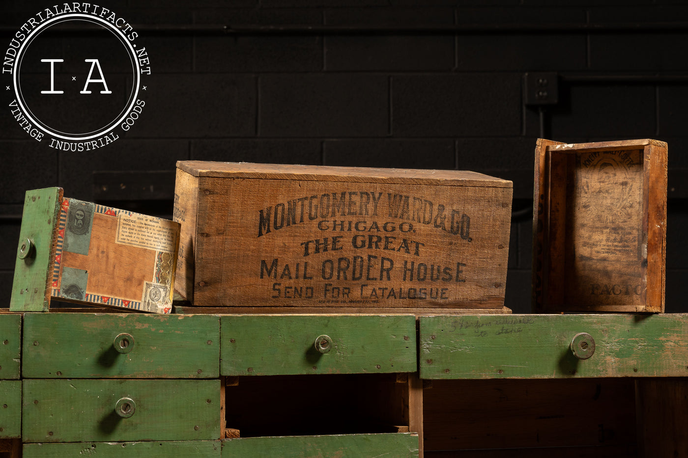 Antique Industrial 16-Drawer Cabinet