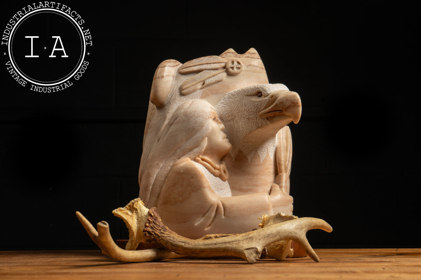 Native American Amalgamation Alabaster Sculpture by B.V. Redmoon