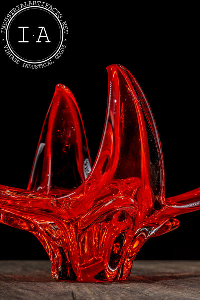 MCM Chalet-Inspired Art Glass Dish in Ruby