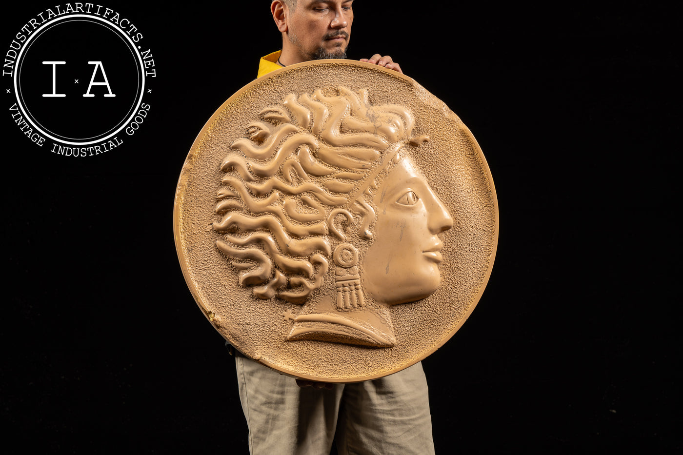 Large Classical Greco-Roman Style Profile Medallion Wall Plaque