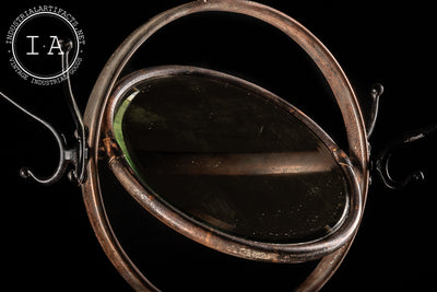 Turn Of The Century Japanned Copper Coat Rack With Double Sided Mirror