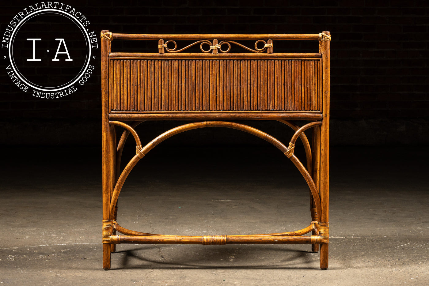 Mid-Century Rattan and Bamboo Stationery Desk and Chair by Lillian Vernon