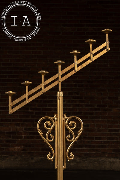 Vintage Gold-Painted Adjustable Floor Candelabra