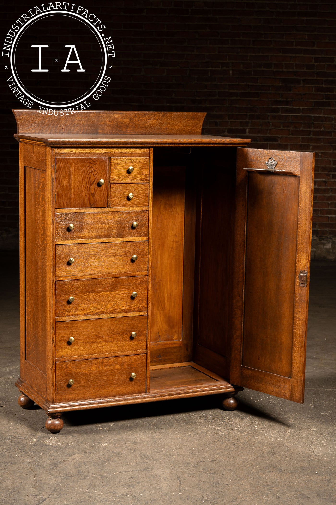 Antique Quarter Sawn Armoire Cabinet by Aurora Furniture Co.