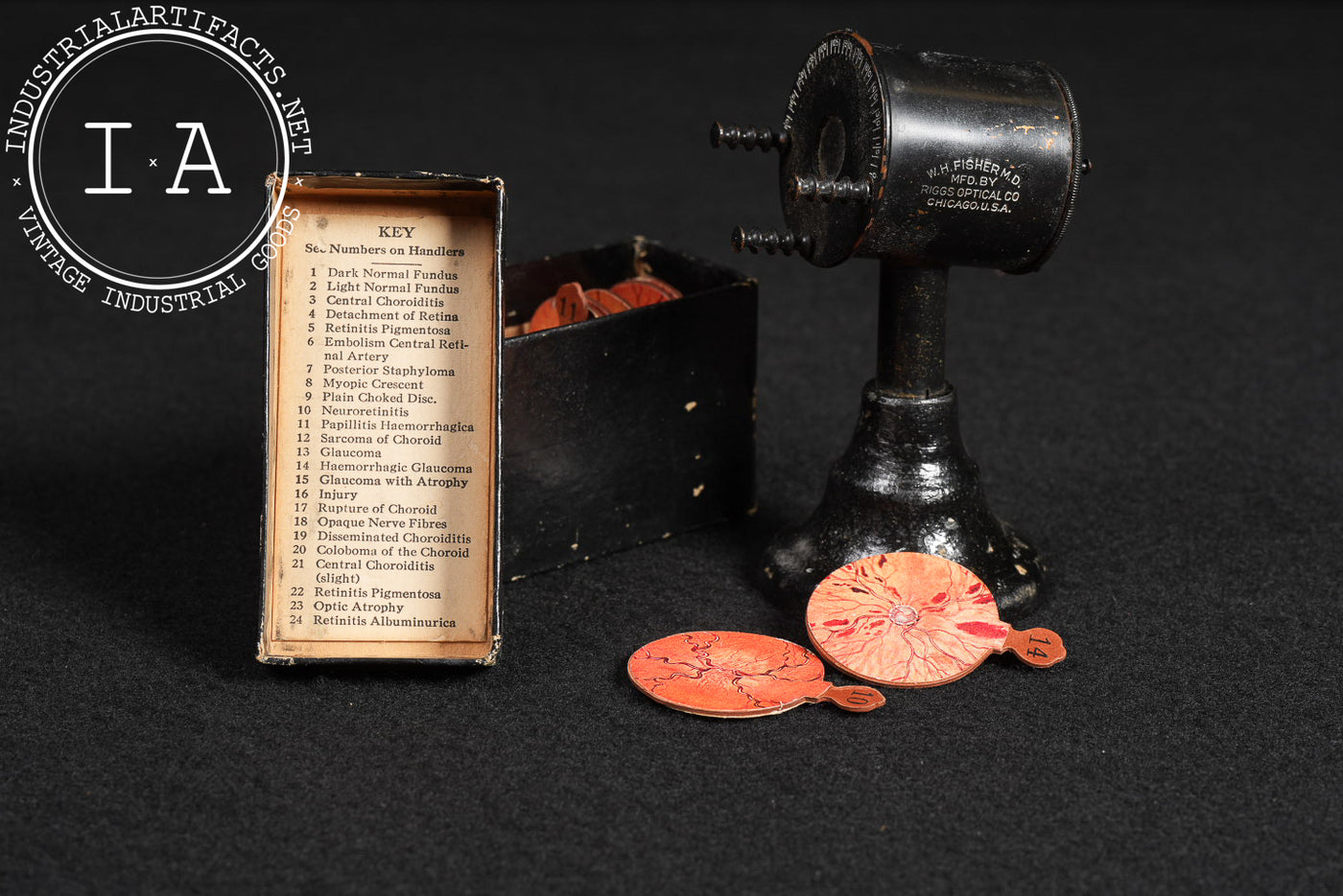 Early Fischer Schematic Eye Apparatus in Box by Riggs Optical