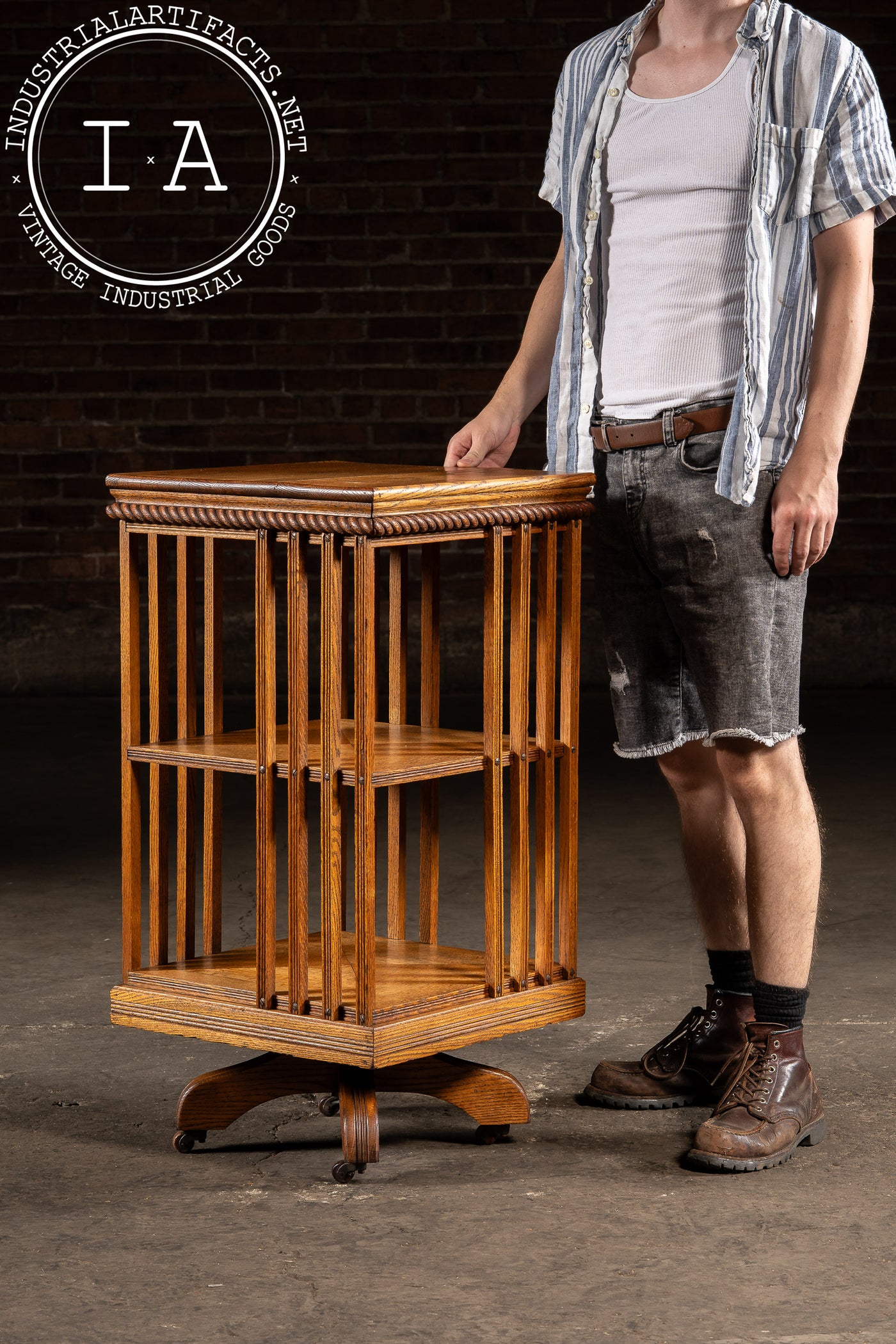 Vintage Oak Revolving Bookcase