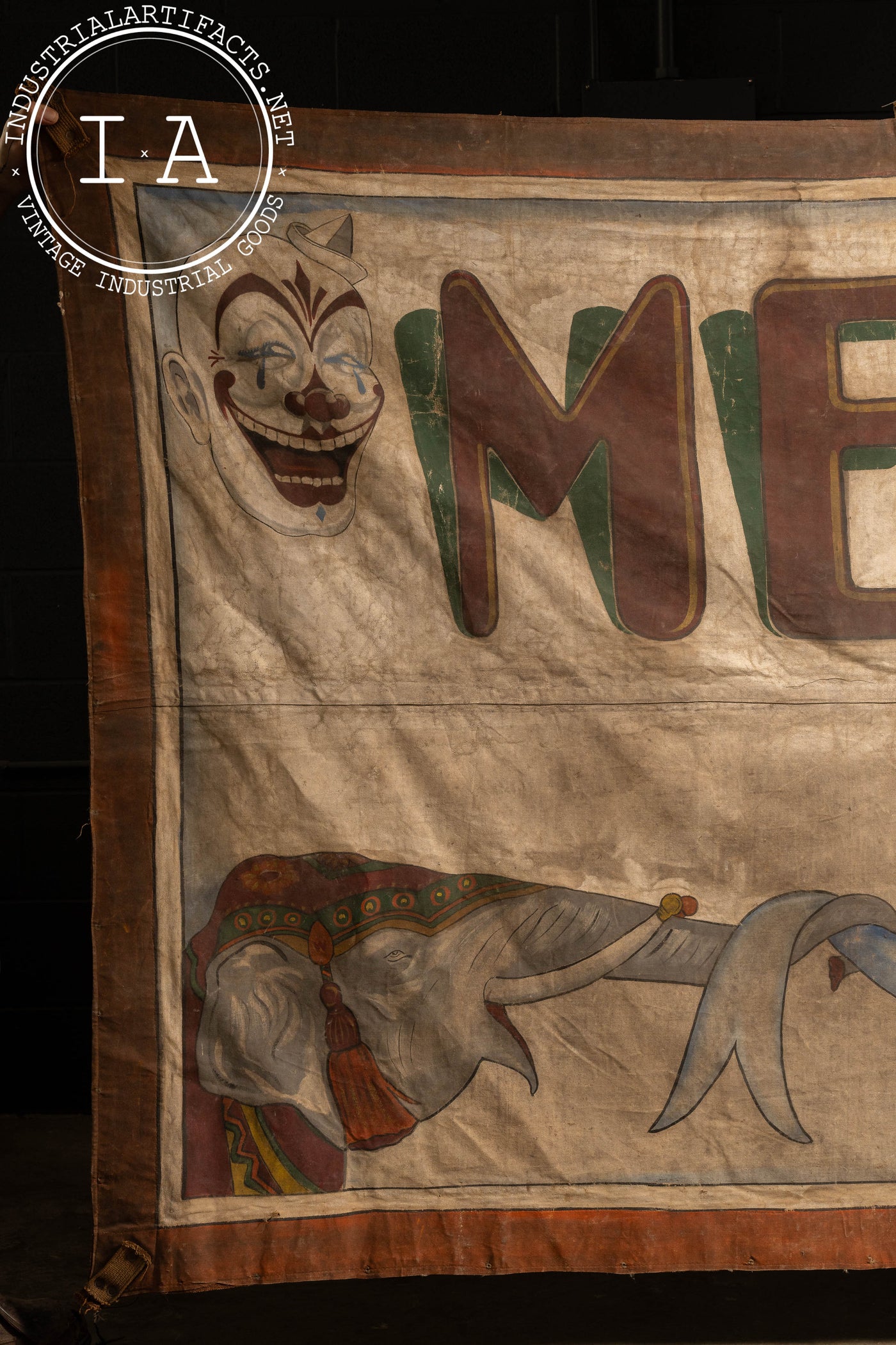 Antique Hand-Painted “Mechanical Wonder of the Age” Circus Banner