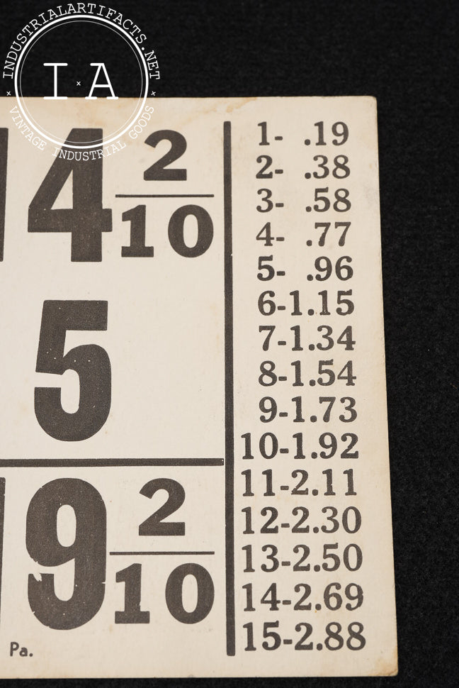 Vintage Cardstock Double-Sided Gas Price Tax Sign