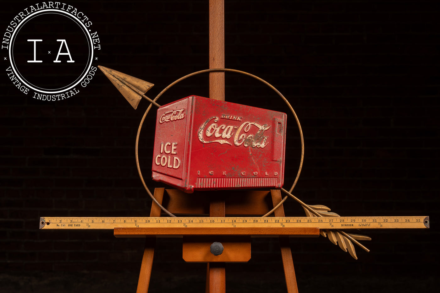 Vintage Figural Coca-Cola Cooler Directional Arrow Sign