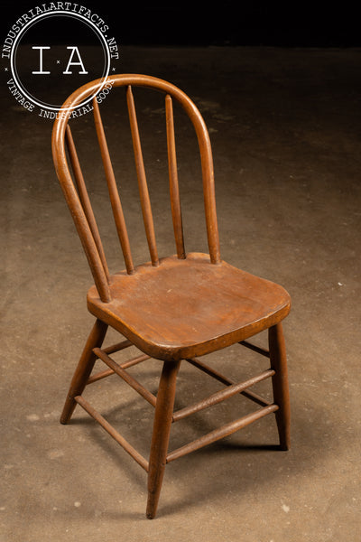 Antique Farmhouse Rail Back Oak Dining Chair