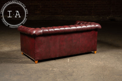 Vintage Tufted Leather Chesterfield Sofa in Burgundy