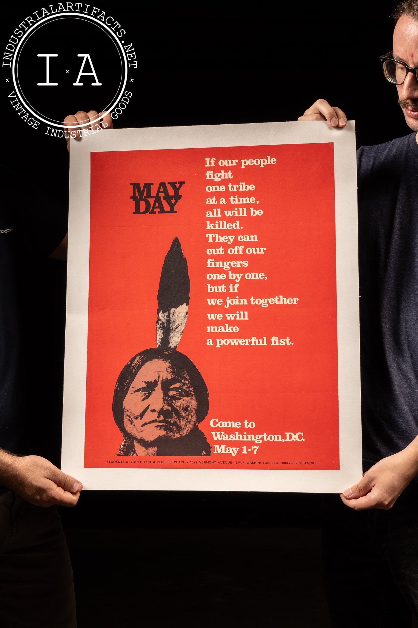 c. 1971 Linen-Mounted May Day Sitting Bull Poster