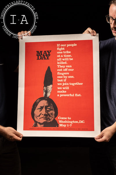 c. 1971 Linen-Mounted May Day Sitting Bull Poster