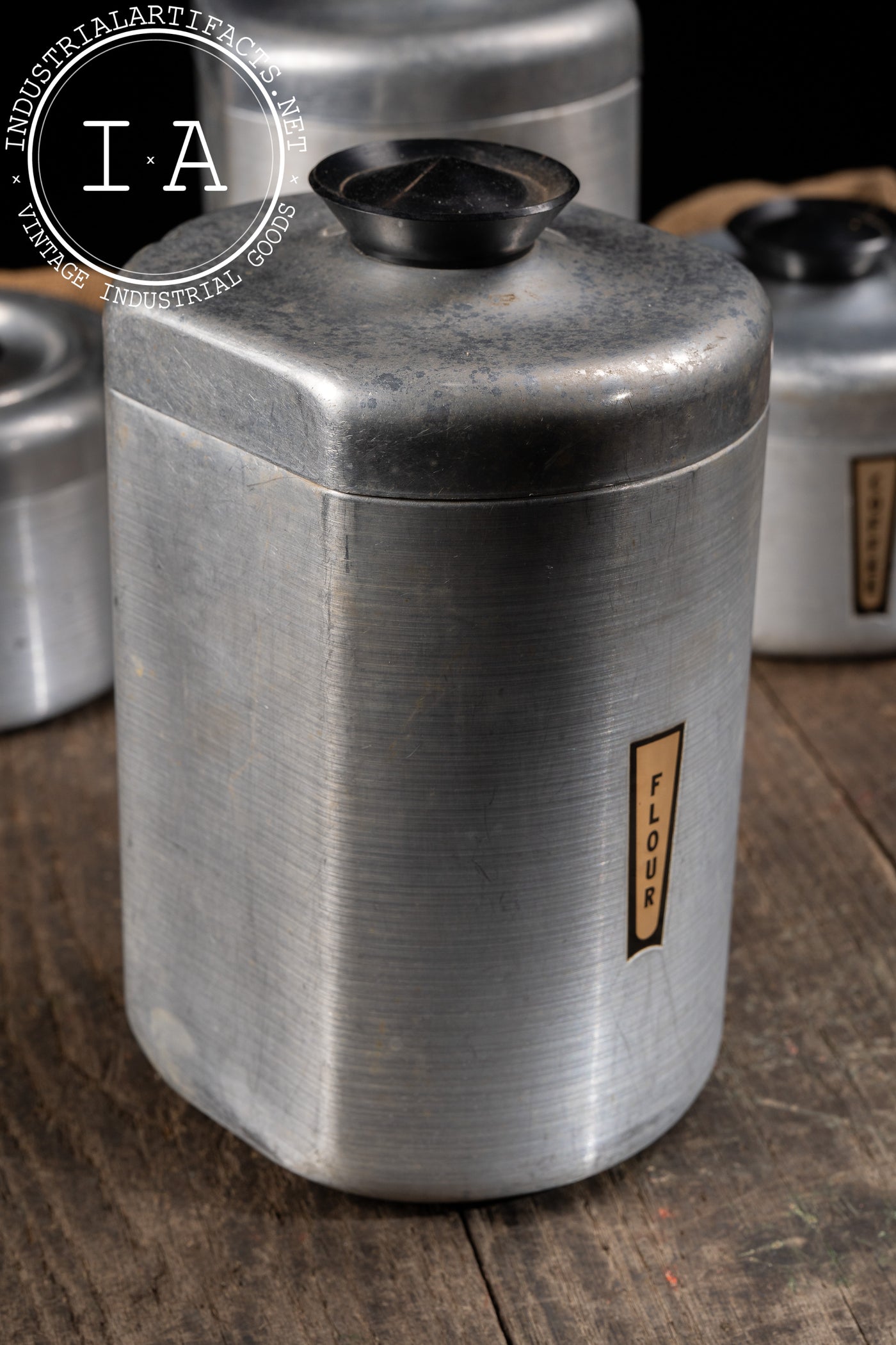 Set Of Four Midcentury Aluminum KROMEX Pantry Containers